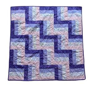 Handmade Baby Quilt Rail Fence Pattern Purple Pink 42x42